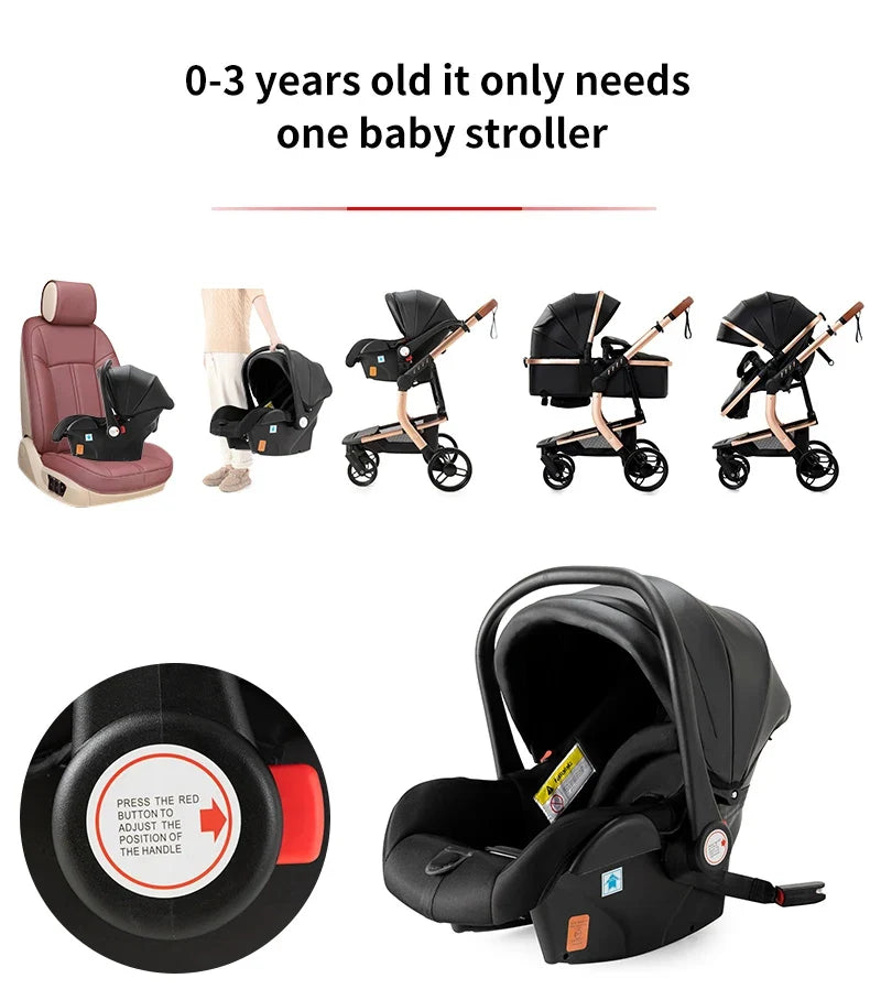 Sistema de Viagem Elegance 3 em 1 – Carrinho de Luxo, Alcofa e Ovo Isofix