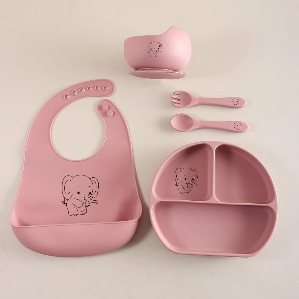 Conjunto de utensílios para bebés em silicone
