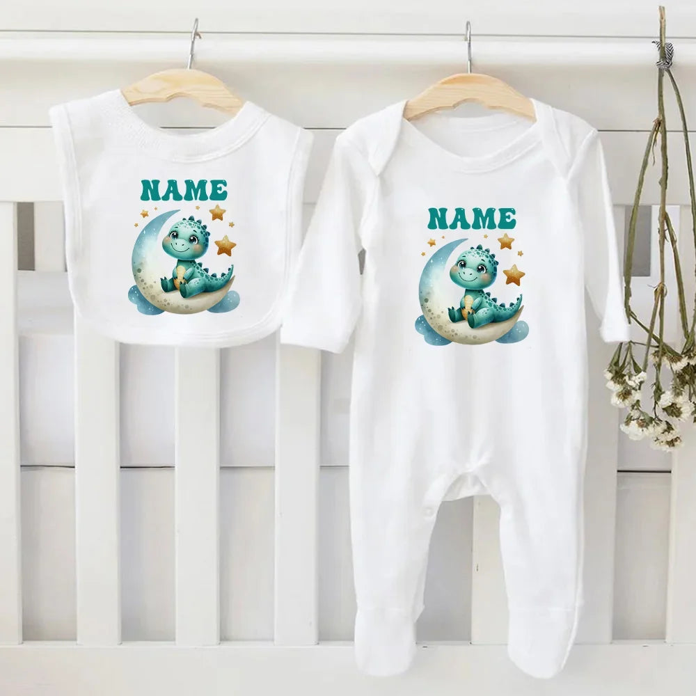 Conjunto personalizado de babete e macacão