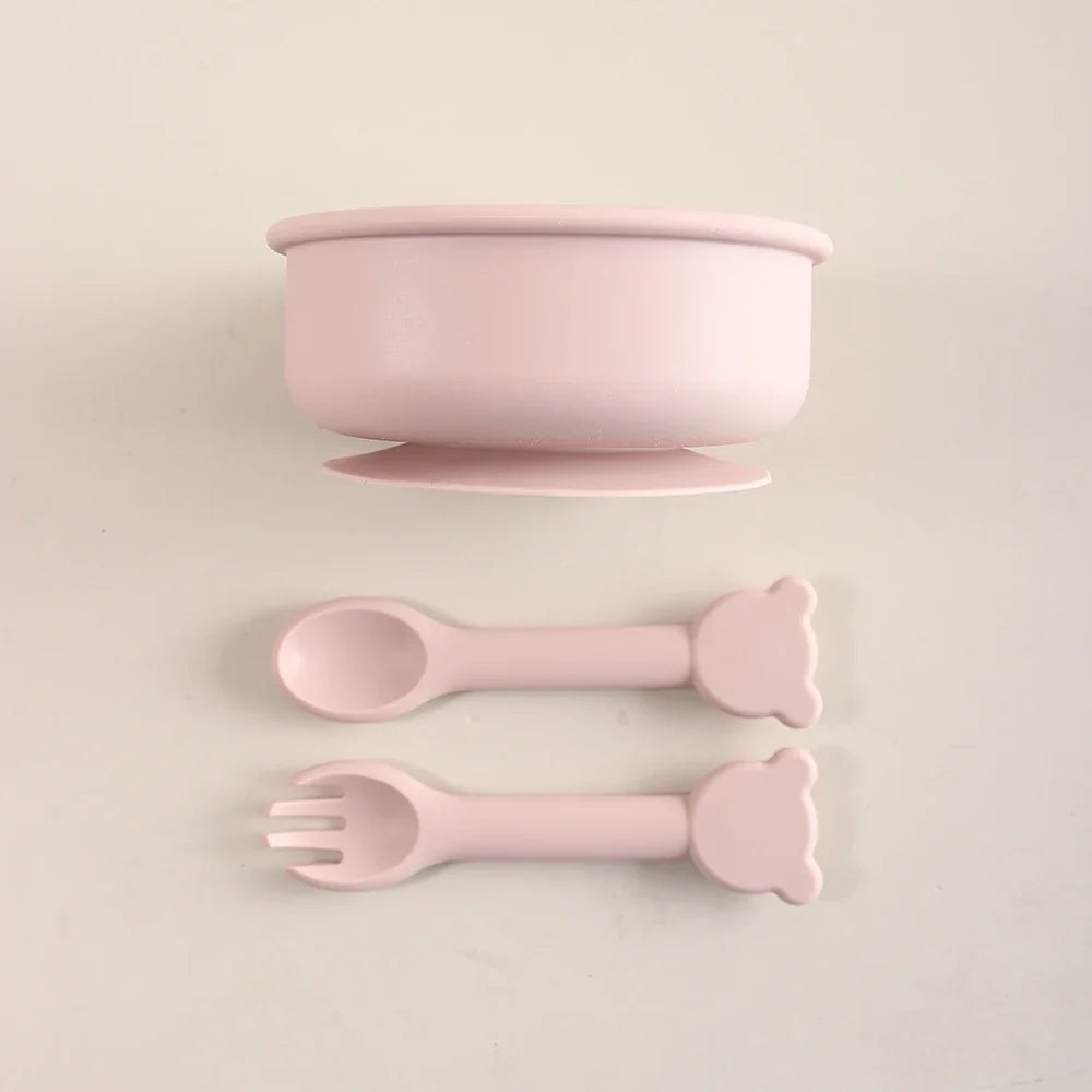Tigela de silicone com nome e formato de urso