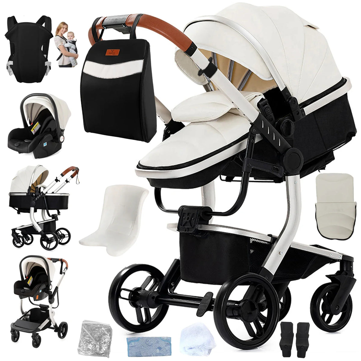 Sistema de Viagem Elegance 3 em 1 – Carrinho de Luxo, Alcofa e Ovo Isofix