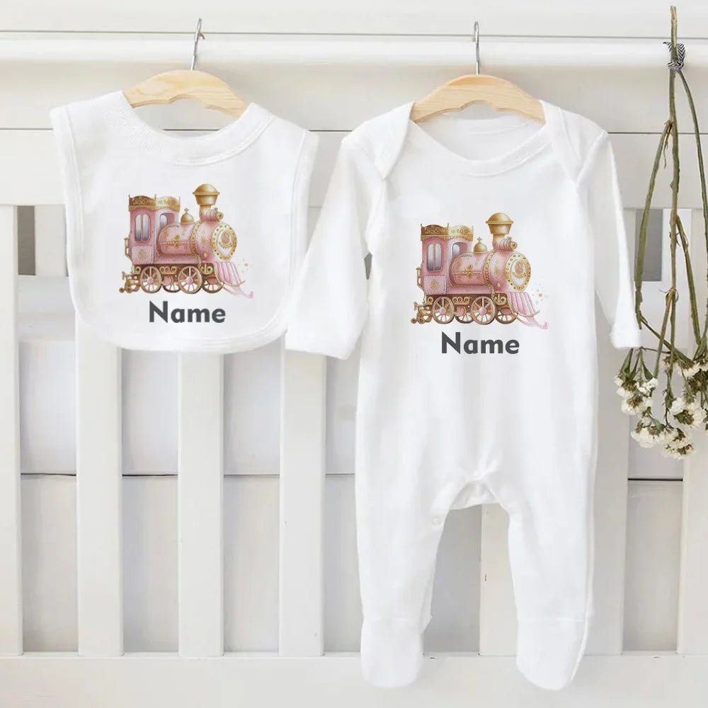 Conjunto personalizado de babete e macacão