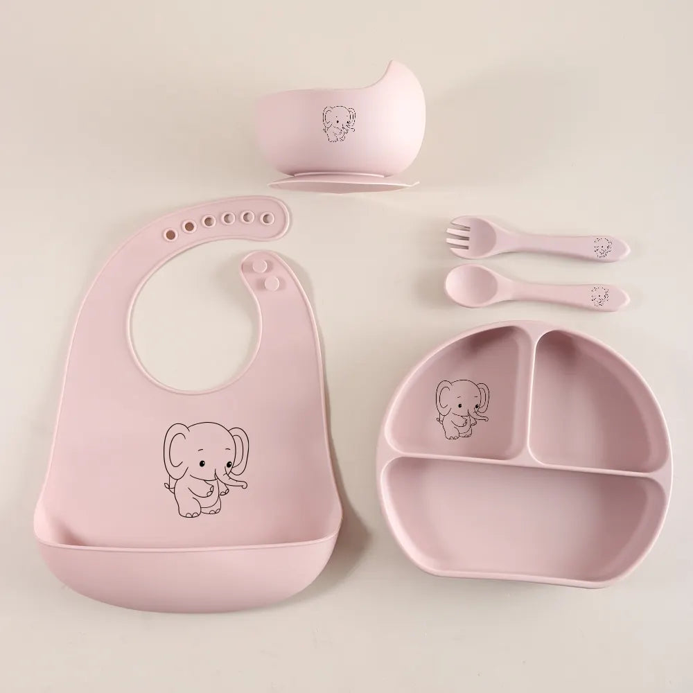 Conjunto de utensílios para bebés em silicone