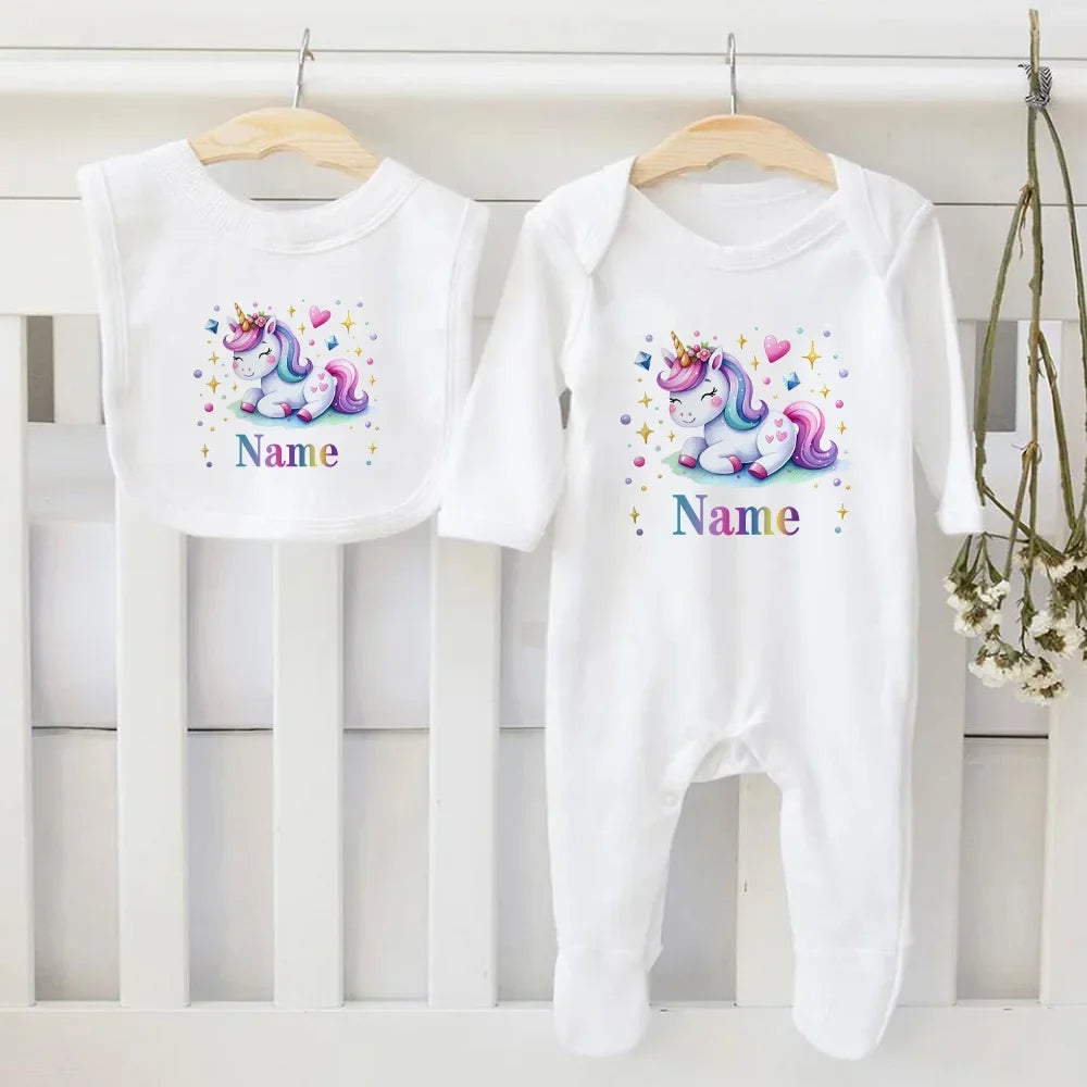 Conjunto personalizado de babete e macacão