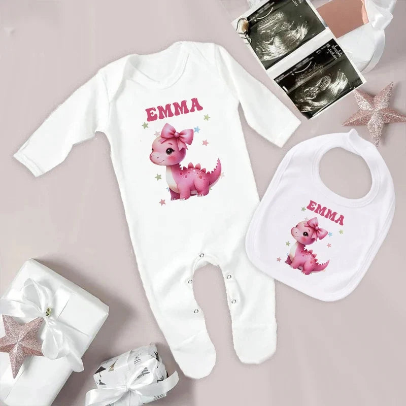 Conjunto personalizado de babete e macacão