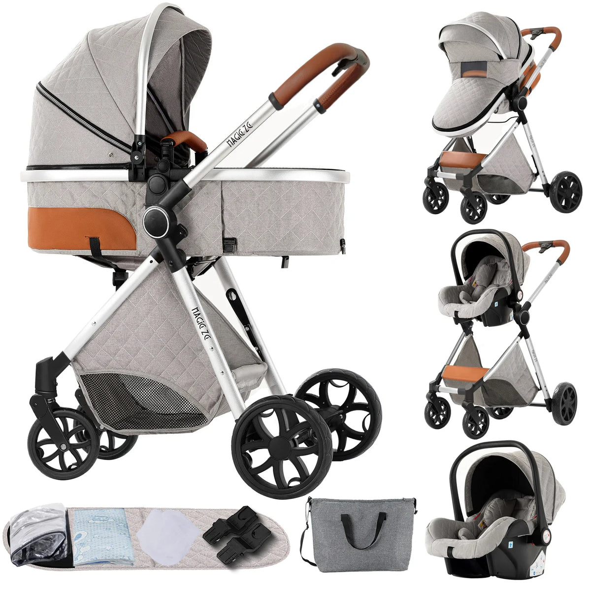 Carrinho de Bebé Urban Luxury 3 em 1 – Black & Gold Edition