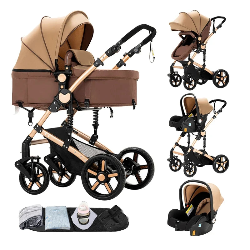 Carrinho de Bebé Urban Luxury 3 em 1 – Black & Gold Edition