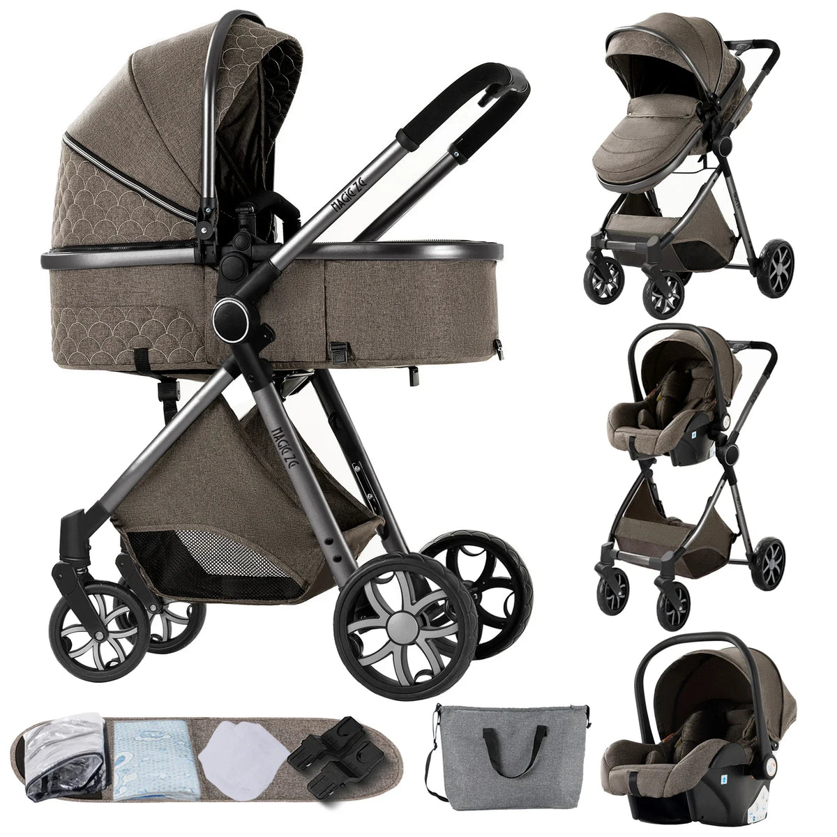 Carrinho de Bebé Urban Luxury 3 em 1 – Black & Gold Edition