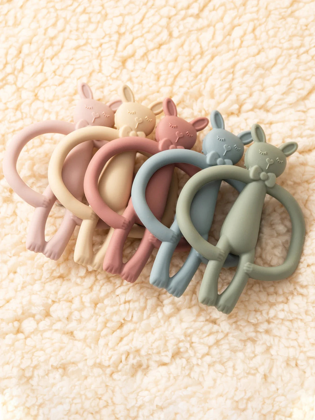 Brinquedo de dentição em silicone coelho