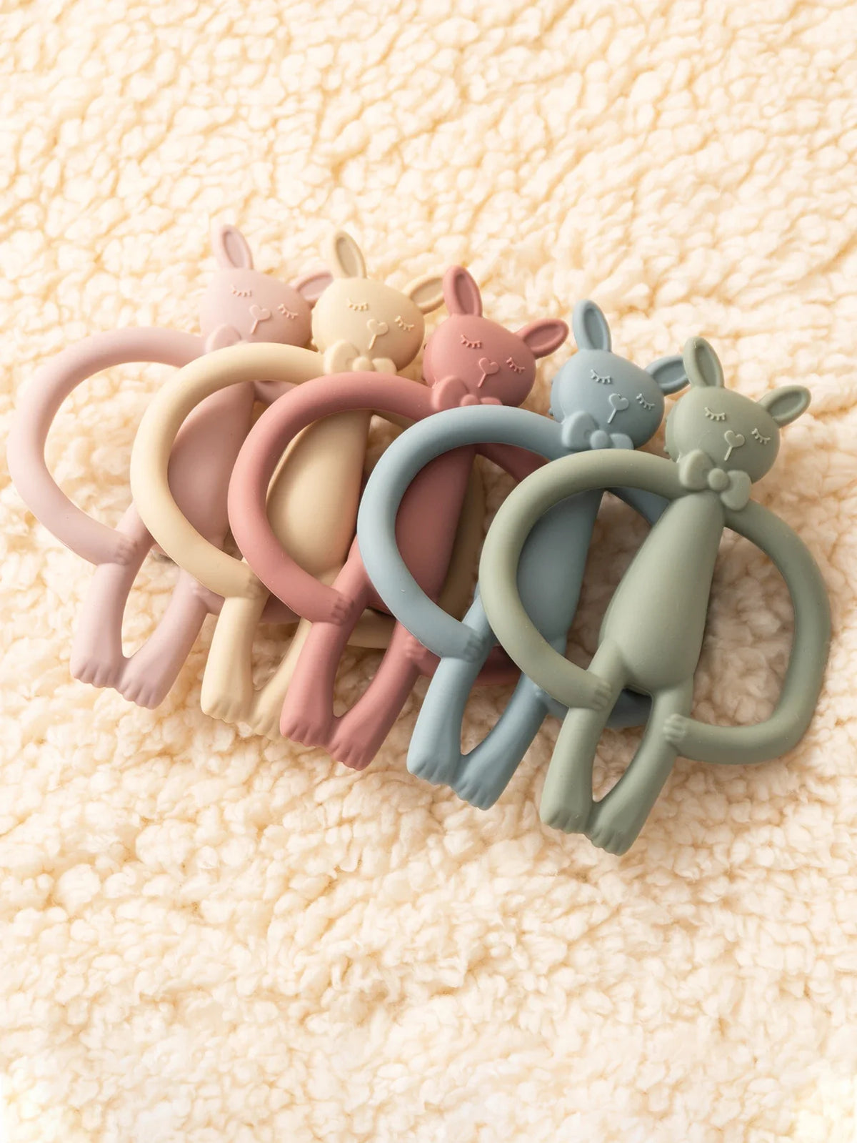 Brinquedo de dentição em silicone coelho