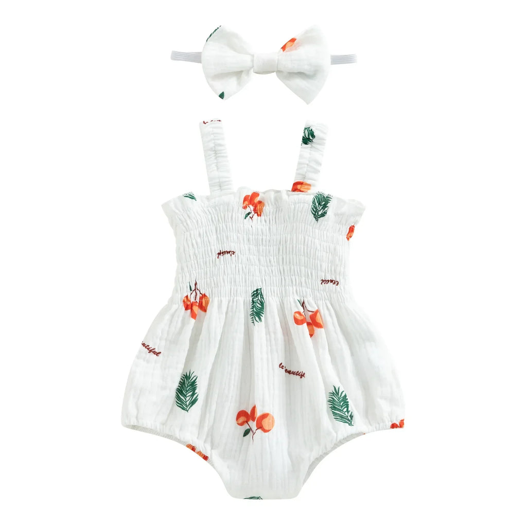 Conjunto Romper e Fita de Cabelo Gaze de Algodão Cherry Summer – Aylla & Co.