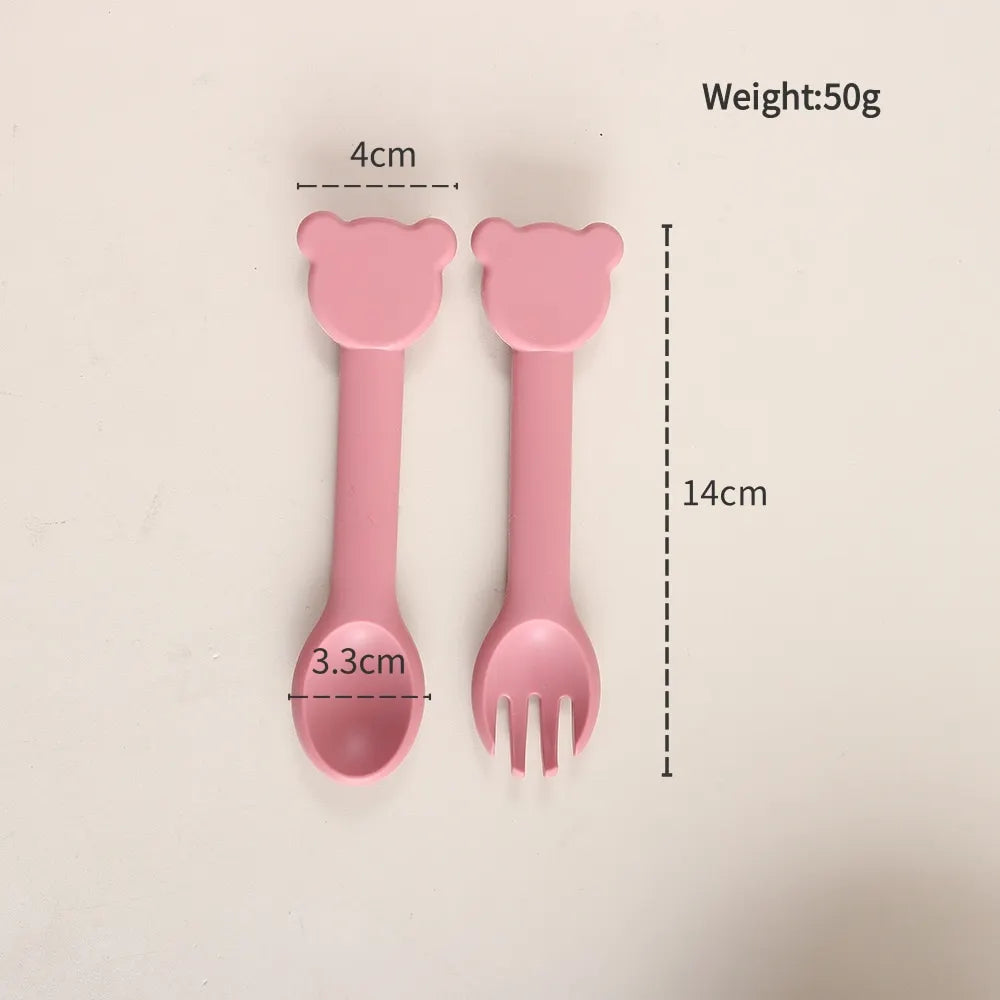 Talheres de silicone em formato de urso